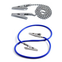 Dental Bib Clips Metal Chain Napkin Holder & Dental Napkin Holder Silicone Blue Set of 2