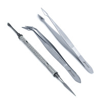 Splinter Forceps Tweezers Straight and Curved & Lancet Splinter Removal Kit Set of 3