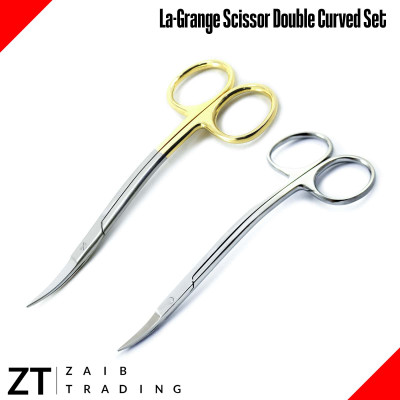 Dental La-Grange Scissor Double Curved Trimming Tissue Gum Surgical Instruments Set 