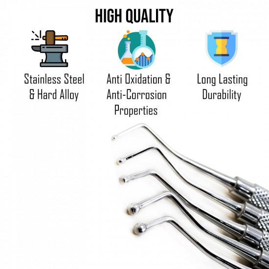 Set Of 5 Professional Dental Filling Instruments  Ball Burnishers 