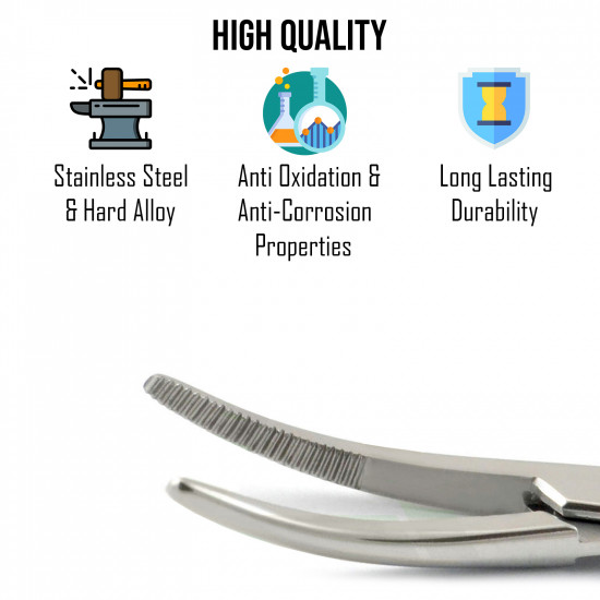 Dental Kelly Forceps Straight Artery Clamp Locking Pliers Serrated Tip Surgical Curved 18 cm 