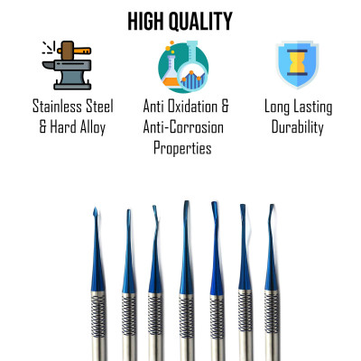 Set of 7 Precise Tips Dental PDL Luxating Root Elevators Surgical Ligament Lab