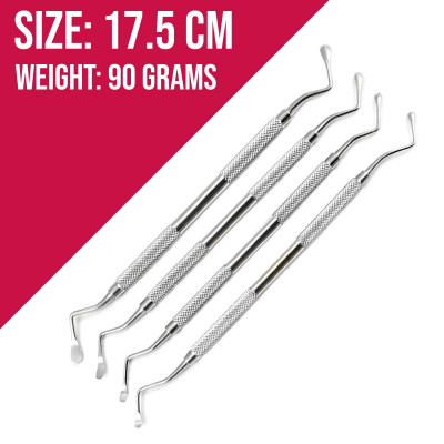 Set of 4 Surgical Curettes Lucas Debridement Tooth Socket Cyst Removal Lab Tools Set of 4 Surgical Curettes Lucas Debridement Tooth Socket Cyst Removal Lab Tools